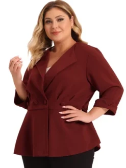Agnes Orinda Women's Plus Size Ruffle Peplum Ruched Curvy Formal Outfits Blazers -Agnes Orinda GUEST 3b4caf3f e6aa 41d5 b394 8329de15a2c5