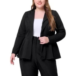 Agnes Orinda Women's Plus Size Office Work Double Lapel Button Peplum Blazers -Agnes Orinda GUEST 3b5ffbe5 fa2e 4478 92a7 b0d61a325f49