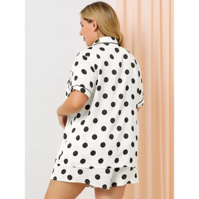 Agnes Orinda Womens Plus Size Bottom Polka Dots Short Sleeve Shirt And Shorts Pajama Set 6 Agnes Orinda Womens Plus Size Bottom Polka Dots Short Sleeve Shirt And Shorts Pajama Set - Image 4