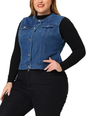 Agnes Orinda Plus Size Denim Vest For Women Button Down Collarless Jean Vest 3 Agnes Orinda Plus Size Denim Vest For Women Button Down Collarless Jean Vest