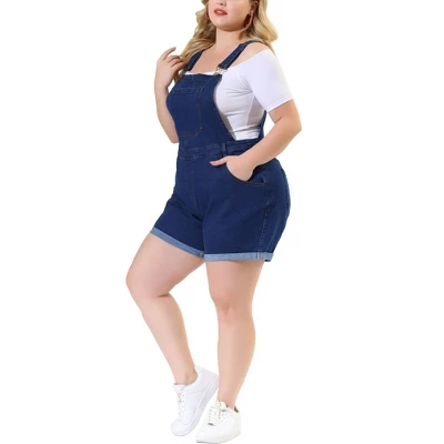 Agnes Orinda Women's Plus Size Adjustable Strap Pocket Roll Hem Denim Overall Jean Shorts 8 Agnes Orinda Women's Plus Size Adjustable Strap Pocket Roll Hem Denim Overall Jean Shorts - Image 6