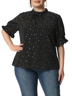 Agnes Orinda Women's Plus Size Work Pleated Keyhole Back Star Print Puff Sleeve Blouses 16 Agnes Orinda Women's Plus Size Work Pleated Keyhole Back Star Print Puff Sleeve Blouses -Agnes Orinda GUEST 3d873cd7 3145 4b66 9f76 9d64d047f4b5
