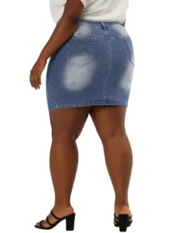 Agnes Orinda Women's Plus Size Ripped Slash Pocket Frayed Hem Denim Bodycon Skirt 11 Agnes Orinda Women's Plus Size Ripped Slash Pocket Frayed Hem Denim Bodycon Skirt -Agnes Orinda GUEST 3e0ee9b3 0131 48f8 9d19 6f3caf651274