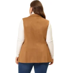 Agnes Orinda Women's Plus Size Lapel Suede Long Sleeveless Fashion Vest -Agnes Orinda GUEST 3e40a75e 543e 4cbb b2ea 8ec87e429a05