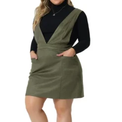 Agnes Orinda Women's Plus Size V Neck Sleeveless Faux Suede Pockets Pinafore Overall Mini Skirts 11 Agnes Orinda Women's Plus Size V Neck Sleeveless Faux Suede Pockets Pinafore Overall Mini Skirts -Agnes Orinda GUEST 3e52e94b 9238 4cd9 a96c 70003d8386d1