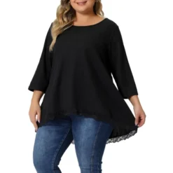 Agnes Orinda Women's Plus Size Waffle 3/4 Sleeve Lace Panel High Low Hem Round Neck Blouse 11 Agnes Orinda Women's Plus Size Waffle 3/4 Sleeve Lace Panel High Low Hem Round Neck Blouse -Agnes Orinda GUEST 3fc83ea1 e3d7 4057 a7e1 c7d66564a64c