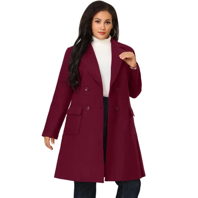 Agnes Orinda Women's Plus Size Winter Peacoat Notched Lapel Double Breasted Long Overcoats 17 Agnes Orinda Women's Plus Size Winter Peacoat Notched Lapel Double Breasted Long Overcoats - Image 15