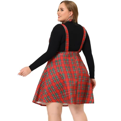 Agnes Orinda Plus Size Suspenders Skirts For Women A Line Mini Tartan Overall Pinafore Dress Suspender Skirt 5 Agnes Orinda Plus Size Suspenders Skirts For Women A Line Mini Tartan Overall Pinafore Dress Suspender Skirt - Image 3