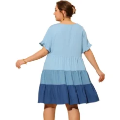 Agnes Orinda Women's Plus Size Babydoll Ruffle Flowy Swing Chambray Outfits Fashion Midi Dress -Agnes Orinda GUEST 41177e21 e0c1 4bb6 8c6a 8507ce6cbfa3