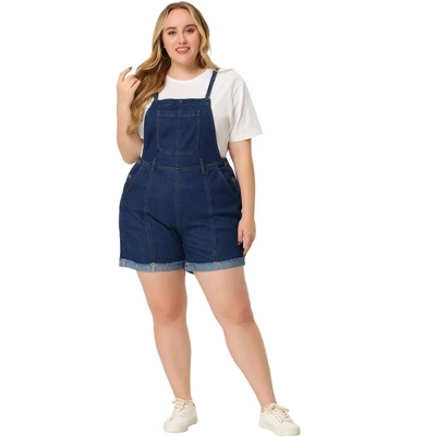 Agnes Orinda Women's Plus Size Denim Roll Ripped Raw Hem Overalls Shorts Rompers 4 Agnes Orinda Women's Plus Size Denim Roll Ripped Raw Hem Overalls Shorts Rompers - Image 2