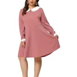 Agnes Orinda Women's Plus Size Peter Pan Collar A-Line Elegant Formal A Line Dress -Agnes Orinda GUEST 42a098c4 7995 4372 9332 7b13990d6e34