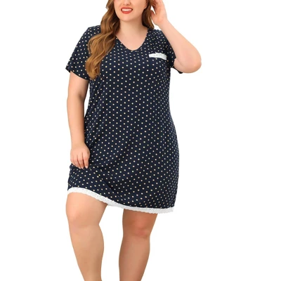 Agnes Orinda Womens Plus Size V Neck Polka Dots Short Sleeve Sleepwear Pajamas Nightgown 18 Agnes Orinda Womens Plus Size V Neck Polka Dots Short Sleeve Sleepwear Pajamas Nightgown - Image 16