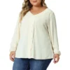 Agnes Orinda Women's Plus Size V Neck Tassel Self Flutter 3/4 Sleeve Blouses 2 Agnes Orinda Women's Plus Size V Neck Tassel Self Flutter 3/4 Sleeve Blouses -Agnes Orinda GUEST 45372f2d f312 4769 81a4 6afe7d23b9bf