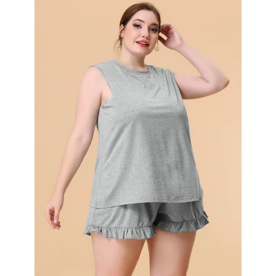 Agnes Orinda Women Plus Size Comfy Sleeveless Tank Top Loungewear Pajamas Set 4 Agnes Orinda Women Plus Size Comfy Sleeveless Tank Top Loungewear Pajamas Set - Image 2