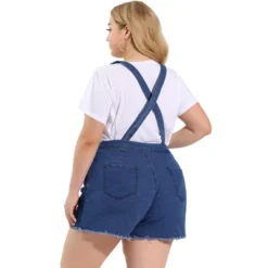 Agnes Orinda Women's Plus Size Denim Jumpsuit Shorts Fray Pocket Overalls Short Pants -Agnes Orinda GUEST 473d27ab 02a9 480e 98ce c69a41640d55