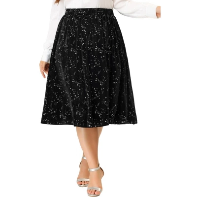 Agnes Orinda Women's Plus Size Outfits Velvet A Line Knee Length Star Flare Skirt 7 Agnes Orinda Women's Plus Size Outfits Velvet A Line Knee Length Star Flare Skirt - Image 5