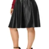 Agnes Orinda Women's Plus Size PU Skirt A-Line Versatile Flared Party Skirts