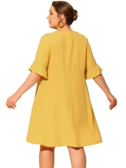 Agnes Orinda Women's Plus Size Ruffle Short Sleeve Lace Insert Tassel Bohemian Midi Dresses -Agnes Orinda GUEST 4a98d4e5 5121 4b6b 8181 e905f04474ec