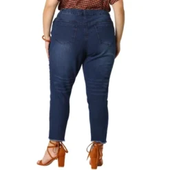 Agnes Orinda Women's Plus Size Denim Pants Frayed Washed Ankle Jeans With Slash Pockets -Agnes Orinda GUEST 4add3882 09f8 4063 aeab ef1f04431389
