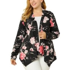 Agnes Orinda Women's Plus Size Print Asymmetric Open Front Fashion Cardigan -Agnes Orinda GUEST 4b8aebee 0e70 4039 9e5d f58eae6e3870
