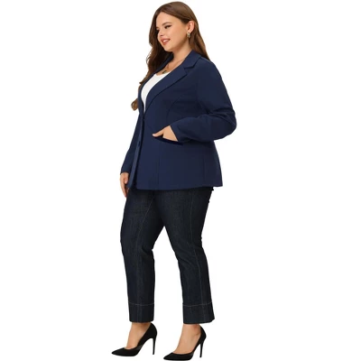 Agnes Orinda Women's Plus Size Button Down Notched Lapel Office Blazers 4 Agnes Orinda Women's Plus Size Button Down Notched Lapel Office Blazers - Image 2