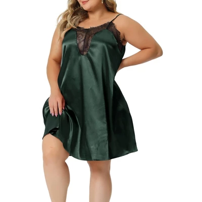 Agnes Orinda Women's Plus Size Lace Spaghetti Lounge Nightgowns 3 Agnes Orinda Women's Plus Size Lace Spaghetti Lounge Nightgowns