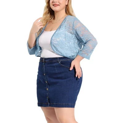 Agnes Orinda Women’s Plus Size Shrug Cardigan 3/4 Sleeves Floral Lace Crop Shrugs 16 Agnes Orinda Women’s Plus Size Shrug Cardigan 3/4 Sleeves Floral Lace Crop Shrugs - Image 14