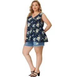 Agnes Orinda Women's Plus Size V Neck Sleeveless Flare Floral Peplum Tank Tops 10 Agnes Orinda Women's Plus Size V Neck Sleeveless Flare Floral Peplum Tank Tops -Agnes Orinda GUEST 4d7653f2 84d6 4d32 a08d c837a7418285