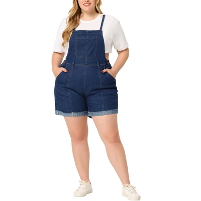 Agnes Orinda Women's Plus Size Denim Roll Ripped Raw Hem Overalls Shorts Rompers 3 Agnes Orinda Women's Plus Size Denim Roll Ripped Raw Hem Overalls Shorts Rompers