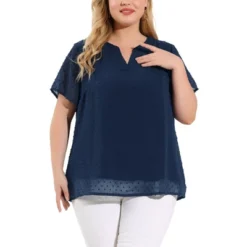 Agnes Orinda Women's Plus Size Pin Dots V-Neck Dressy Trendy Fashion Summer Blouses -Agnes Orinda GUEST 4f631603 fe0c 4117 9737 c9a7386e08b7