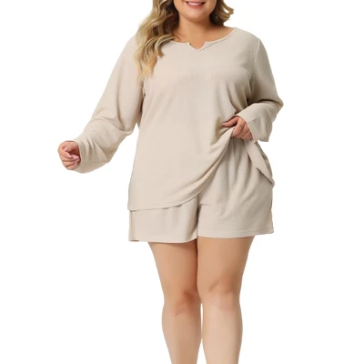 Agnes Orinda Women's Plus Size Waffle Long Sleeve Comfortable 2 Pieces Pajama Sets 7 Agnes Orinda Women's Plus Size Waffle Long Sleeve Comfortable 2 Pieces Pajama Sets - Image 5
