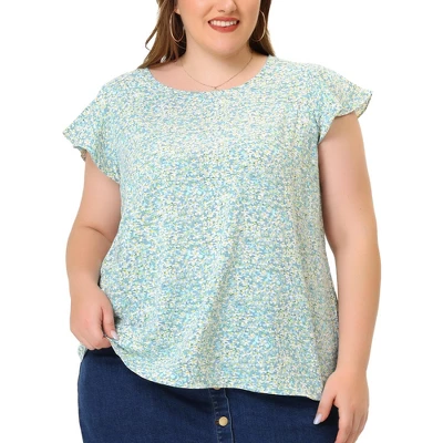 Agnes Orinda Women's Plus Size Floral Short Sleeve Casual Blouse 14 Agnes Orinda Women's Plus Size Floral Short Sleeve Casual Blouse - Image 12