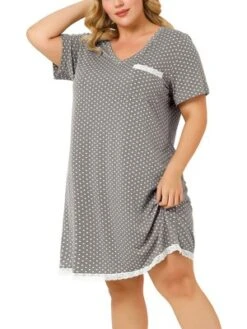 Agnes Orinda Womens Plus Size V Neck Polka Dots Short Sleeve Sleepwear Pajamas Nightgown 24 Agnes Orinda Womens Plus Size V Neck Polka Dots Short Sleeve Sleepwear Pajamas Nightgown -Agnes Orinda GUEST 50477214 a48b 4e70 b0d0 b7362fab4d18