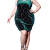 Agnes Orinda Women's Plus Size Velvet Sleeveless Cami Bodycon Club Party Mini Dresses