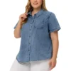 Agnes Orinda Women's Plus Size Jean Denim Short Sleeve Chest Pocket Button Down Shirt 2 Agnes Orinda Women's Plus Size Jean Denim Short Sleeve Chest Pocket Button Down Shirt -Agnes Orinda GUEST 552ef7e1 9699 4c85 b058 d85c1223c9af