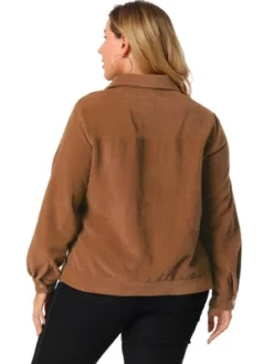 Agnes Orinda Women's Plus Size Jackets Casual Winter Stand Collar Boyfriend Corduroy Jacket -Agnes Orinda GUEST 55edc8a0 882d 4ff6 9ec8 767f62d74eb6