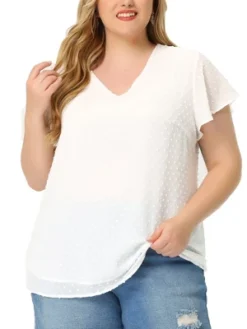 Agnes Orinda Plus Size Blouses For Women Tired Flare Sleeve V Neck Swiss Dots Tops 17 Agnes Orinda Plus Size Blouses For Women Tired Flare Sleeve V Neck Swiss Dots Tops -Agnes Orinda GUEST 56dbf49c 763f 4f3a 942f ba08e9ddf5de