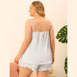Agnes Orinda Women's Plus Size Satin Cross Camisole Ruffle Trim Elastic Waist Shorts Sleepwear Pajamas Set 10 Agnes Orinda Women's Plus Size Satin Cross Camisole Ruffle Trim Elastic Waist Shorts Sleepwear Pajamas Set -Agnes Orinda GUEST 56eba073 2232 402c a26c 1a413b7f94ed
