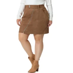 Agnes Orinda Women's Plus Size Faux Suede Zipper Front Pockets Elastic Waist Mini Skirt 11 Agnes Orinda Women's Plus Size Faux Suede Zipper Front Pockets Elastic Waist Mini Skirt -Agnes Orinda GUEST 5778c3f3 884c 4f6b 865b 5241ba3c3820