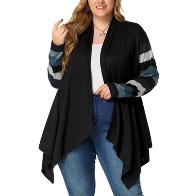 Agnes Orinda Women's Plus Size Outerwear Asymmetric Colorblock Open Front Knit Cardigan 12 Agnes Orinda Women's Plus Size Outerwear Asymmetric Colorblock Open Front Knit Cardigan - Image 10