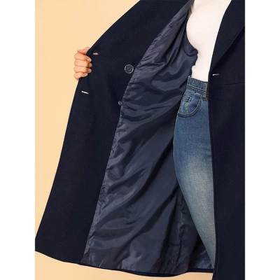 Agnes Orinda Women's Plus Size Winter Peacoat Notched Lapel Double Breasted Long Overcoats 7 Agnes Orinda Women's Plus Size Winter Peacoat Notched Lapel Double Breasted Long Overcoats - Image 5