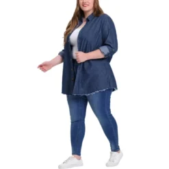Agnes Orinda Women's Plus Size Lightweight Button Down Denim Long Sleeve Shirt Jacket -Agnes Orinda GUEST 57c981b8 f53b 46bf 892d 54b6360ccc74