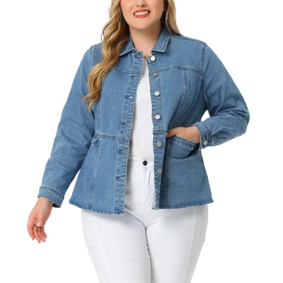 Agnes Orinda Plus Size Denim Jackets For Women Classic Button Up Solid Color Jean Jacket 8 Agnes Orinda Plus Size Denim Jackets For Women Classic Button Up Solid Color Jean Jacket - Image 6