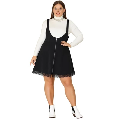 Agnes Orinda Women's Plus Size Fashion A-Line Zipper Lace Trim Mini Suspender Skirt 4 Agnes Orinda Women's Plus Size Fashion A-Line Zipper Lace Trim Mini Suspender Skirt - Image 2