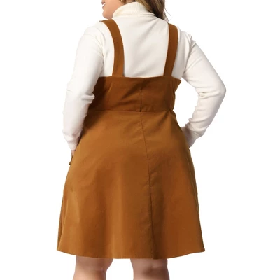Agnes Orinda Women's Plus Size Corduroy Pinafore Short Dress Adjustable Strap Overall Dress Suspender Skirt 5 Agnes Orinda Women's Plus Size Corduroy Pinafore Short Dress Adjustable Strap Overall Dress Suspender Skirt - Image 3