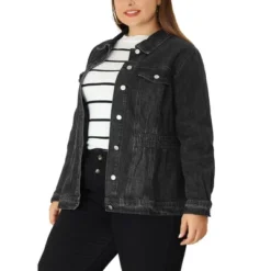 Agnes Orinda Women's Plus Size Classic Denim Washed Front Long Sleeve Jean Jackets -Agnes Orinda GUEST 598cf2e2 9814 48ae 90d7 50a5d6b7b116