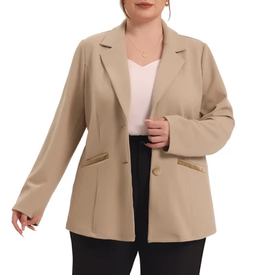 Agnes Orinda Women's Plus Size Button Down Notched Lapel Office Blazers 11 Agnes Orinda Women's Plus Size Button Down Notched Lapel Office Blazers - Image 9
