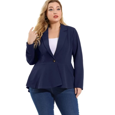 Agnes Orinda Women's Plus Size High-Low Hem Workwear Formal Peplum Blazers 8 Agnes Orinda Women's Plus Size High-Low Hem Workwear Formal Peplum Blazers - Image 6
