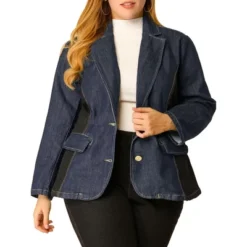 Agnes Orinda Women's Plus Size Denim Notched Lapel Color Block Stretch Blazer 20 Agnes Orinda Women's Plus Size Denim Notched Lapel Color Block Stretch Blazer -Agnes Orinda GUEST 5b028739 d271 461d 8e33 1f3ec38d834f