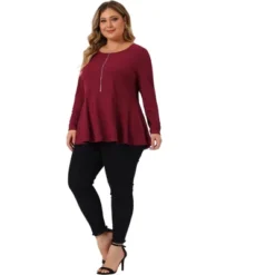 Agnes Orinda Women's Plus Size Peplum Half Zip Up Low Cut Short Sleeve Ruffle Blouse 8 Agnes Orinda Women's Plus Size Peplum Half Zip Up Low Cut Short Sleeve Ruffle Blouse -Agnes Orinda GUEST 5bf7c102 123b 4f05 850d 1c8b6bed1c65